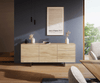 Sideboard Cuor 180 cm Keramik Laminam® Sabbia Eichefarbig 2 Türen 3 Schubfächer Fuß Schwebeoptik Edelstahl Bild 2
