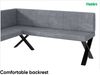 MEBLINI Eckbank für Esszimmer mit ausziehbarem Tisch - Küchenbank - Essecke - Sitzecke Küche - PETER - X-Beine 128x168x87cm Links - Grau Samt/M Schwarz Hochgl. Bild 5