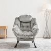Relaxsessel mit Hocker, Stoff, Seitentasche & gepolsterte Armlehnen,72×62×96, Grau, ohne Montageangaben Bild 4