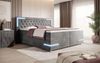 Boxspringbett Carlotta mit LED, Stauraum und USB (Samt) 200x200 Grau H2 (bis 70kg) Bild 2
