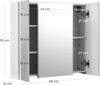 Vasagle Spiegelschrank, Badezimmerschrank, Aufbewahrungsschrank mit 3 Türen, fürs Badezimmer, 15 x 60 x 55 cm, mit verstellbaren Regalebenen, modern, weiß BBK22WT Bild 5
