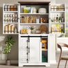 Hochschrank mit Kippschutz und seitlichem Snack-Rack, Soft-Close , Standschrank für Küche mit 4 Schubladen und verstellbaren Böden, Schrank mit einzigartigem Griff, Weiß Bild 2