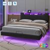 Furnishings Home Polsterbett hydraulisches Doppelbett mit Stauraum + LED-Licht (Set, Set, Bett), Hausbett, mit Bettkasten 160x200cm PU Bild 5