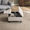 Aufbewahrungshocker aus Leinenstoff mit 2 Ebenen Stauraum, 75x75x41 cm, Beige Bild 2