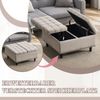 Aufbewahrungshocker aus Leinenstoff mit 2 Ebenen Stauraum, 75x75x41 cm, Beige Bild 3