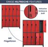 Umkleideschrank Spind BARTEK - 10 Abteile, Etikettenhalter Lüftungsschlitze | Umkleidespind Schließfachschrank Garderobenspind, 172x136x45cm Anthrazit-Rot Bild 5