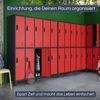 Umkleideschrank Spind BARTEK - 10 Abteile, Etikettenhalter Lüftungsschlitze | Umkleidespind Schließfachschrank Garderobenspind, 172x136x45cm Anthrazit-Rot Bild 3