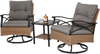 Gartenmöbel-Set mit 2 Dreh-Schaukelstühlen & Beistelltisch aus Stahl & Kunstrattan, braun-grau Bild 2