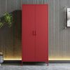 Jan Nowak Kleiderschrank 2 Türig, Metallschrank Glitzernd - Flavio | Ablagen, Kleiderstange, Leiser Magnetverschluss | Garderobenschrank für Schlafzimmer, Kinderzimmer | 80 x 185 x 45 cm | Rot Bild 2