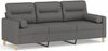 vidaXL 3-Sitzer-Sofa mit Zierkissen Dunkelgrau 180 cm Stoff 3200830 Bild 2