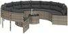 vidaXL Gartensofa mit Tisch und Kissen Rund Grau Poly Rattan 3318545 Bild 3