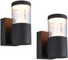 2er Set LED Außenwandleuchten Anthrazit zur Reihenschaltung geeignet, Höhe 24cm Bild 2