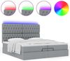 vidaXL Ottoman-Bett mit Matratzen & LEDs Hellgrau 200x200 cm Stoff 3314114 Bild 5