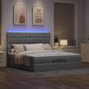 vidaXL Ottoman-Bett mit Matratzen & LEDs Hellgrau 200x200 cm Stoff 3314114 Bild 3