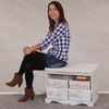 Sitzbank Kommode mit 2 Körben 42x62x33cm, Shabby-Look, Vintage ~ weiß Bild 5