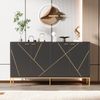 Sideboard 150 x 40 x 80 cm in Schwarz mit Metallfüßen, 4 Türen und verstellbaren Einlegeböden Bild 2