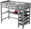 STILVORA Hochbett 90x200 mit matratze und schreibtisch,Kinderbett mit Ablagefächern (Gästebett Jugendbett Holzbett mit Ablagefächern und Unterbettschreibtisch, 90x200 cm) mit Matratze Bild 2