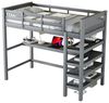 STILVORA Hochbett 90x200 mit matratze und schreibtisch,Kinderbett mit Ablagefächern (Gästebett Jugendbett Holzbett mit Ablagefächern und Unterbettschreibtisch, 90x200 cm) mit Matratze Bild 4