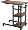 Beistelltisch 80x40x72-82 cm in Braun, höhenverstellbar mit Rollen und 2 Ablagen Bild 3