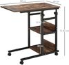 Beistelltisch 80x40x72-82 cm in Braun, höhenverstellbar mit Rollen und 2 Ablagen Bild 4