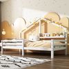 Merax Hausbett Kinderbett mit Ablageregal Kaminform 90x200cm, Weiß Bild 5