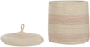 Korb mit Deckel Baumwolle hellbeige ⌀ 33 cm 2er Set SILOPI Bild 5