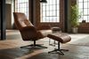 KAWOLA Relaxsessel FERREIRA Drehsessel Leder braun mit Hocker 106 x 84 x 78 cm Bild 2