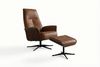 KAWOLA Relaxsessel FERREIRA Drehsessel Leder braun mit Hocker 106 x 84 x 78 cm Bild 3
