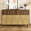 Kommode Sideboard Vintage mit 6 Schubladen - Retro Holzoptik zweifarbig, goldene Griffe & Holzbeine, Aufbewahrung Bild 5