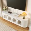 TV-Schrank 170 x 35 x 55 cm aus MDF in Weiß/Gold mit 4 Glastüren & Kabelführung Bild 3