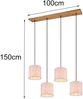 LED Pendelleuchte mit Stoffschirmen Beige & Naturholz Baldachin, Breite 100cm Bild 4