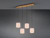 LED Pendelleuchte mit Stoffschirmen Beige & Naturholz Baldachin, Breite 100cm Bild 3