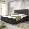 Boxspringbett Köln Plus 180x200 cm Webstoff Anthrazit mit Topper-Optik Bild 5