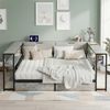 Merax Einzelbett, Polsterbett, Schlafsofa, Daybett, 90x200cm, mit USB&Typec-Ladestation, Tagesbett, Jugendbett mit 2 Schubladen und Lattenrost aus Metall, Betonfarbe Bild 2