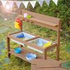 roba Matschküche 'Outdoor+' - abnehmbare Abdeckung - 2 Kunststoff-Wannen & Ablage - Teak-Optik Bild 2