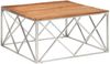 vidaXL Couchtisch Silbern Edelstahl und Massivholz Akazie 349983 Bild 2