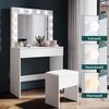 SONNI Schminktisch mit LED-Beleuchtung, 80x40x140cm,mit Memory-Funktion, mit Spiegel, Hocker, Schublade,Kosmetiktisch,3 Lichtmodi Bild 2