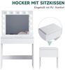 SONNI Schminktisch mit LED-Beleuchtung, 80x40x140cm,mit Memory-Funktion, mit Spiegel, Hocker, Schublade,Kosmetiktisch,3 Lichtmodi Bild 4