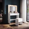 SONNI Schminktisch mit LED-Beleuchtung, 80x40x140cm,mit Memory-Funktion, mit Spiegel, Hocker, Schublade,Kosmetiktisch,3 Lichtmodi Bild 5