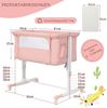 3 in 1 Beistellbett & Babywiege & Reisebett 5-stufig Höhenverstellbares Babybett Rosa Bild 3