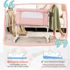 3 in 1 Beistellbett & Babywiege & Reisebett 5-stufig Höhenverstellbares Babybett Rosa Bild 4