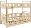Kids Collective Etagenbett Hochbett Stockbett Kinderbett 90x200 cm mit Ausziehbett und Schubladen (Umbaubar zu 3 Einzelbetten), mit Lattenrosten & Rausfallschutz natur Bild 2