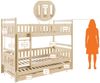 Kids Collective Etagenbett Hochbett Stockbett Kinderbett 90x200 cm mit Ausziehbett und Schubladen (Umbaubar zu 3 Einzelbetten), mit Lattenrosten & Rausfallschutz natur Bild 3