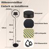 ZMH LED Stehlampe 120cm Dimmbar Wohnzimmer: Solar-Stehleuchte Outdoor USB-C aufladbar Akku kabellose Standleuchte 3000K-6500K höhenverstellbar (Schwarz, runder Lampenschirm) Bild 2