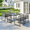 Gartenmöbel Set Sitzgruppe 5-teilig Glastisch mit 4 Atmungsaktiven Stühlen klappbar Rückenlehne Seilflecht Bild 3
