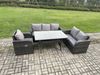 Fimous 6 Sitzer Garten Rattanmöbel Esstisch Sofa Set mit Liegestuhln Dunkelgrau gemischt Bild 2