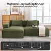 LVHOM Ecksofa 2 Sitzer, Modulares Sofa 235 cm breit, L-Form Sofa mit 2 Kissen, Schlafsofa aus Cordstoff, kein Aufbau erforderlich, Hellgrün Bild 3