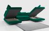 Ecksofa, Wohnzimmer U Couch, Polstersofa mit Bettkasten - GUSTAW-U - Grün Velours Bild 3