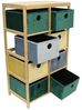 Dekoleidenschaft Standregal "Bunt" aus Bambus, 6 / 8 Textil-Boxen in Samt Optik Aufbewahrungsregal, Bambusregal mit Aufbewahrungsboxen, Kommode Bild 4