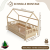 Crazy Pine 'Crazy Blanco' Hausbett mit Rausfallschutz, Skandinavisches Design, Naturholz, Natur, 120x200 cm, mit Schubladen Bild 2